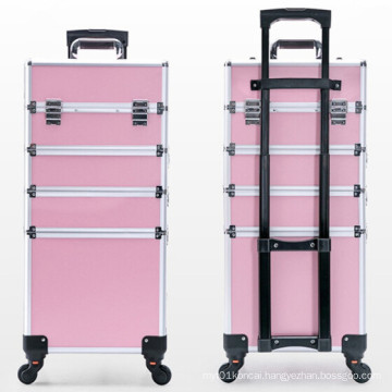 China Aluminum Cases Trolley Makeup Box Rolling Beauty Case Professional Luggage Suitcase Universal Wheels 4 in 1 Style